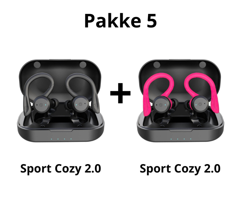 Pakketilbud med 2 stk Sport Cozy høretelefoner i sort og pink