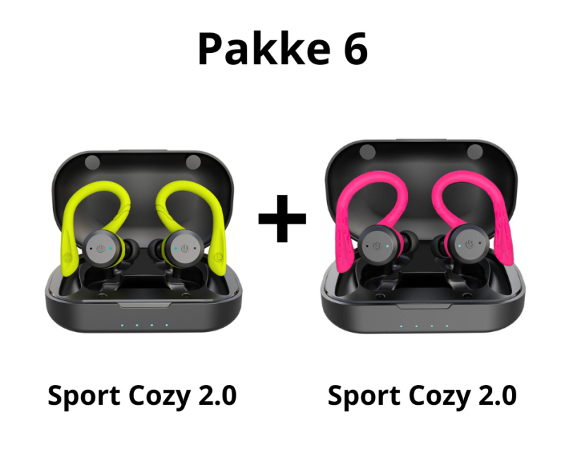 Pakketilbud med 2 stk Sport Cozy høretelefoner i grøn og pink