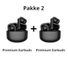 Pakketilbud med 2 stk premium earbuds med Noise cancelling i sort