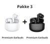 Pakketilbud med 2 stk premium earbuds med Noise cancelling i sort og hvid