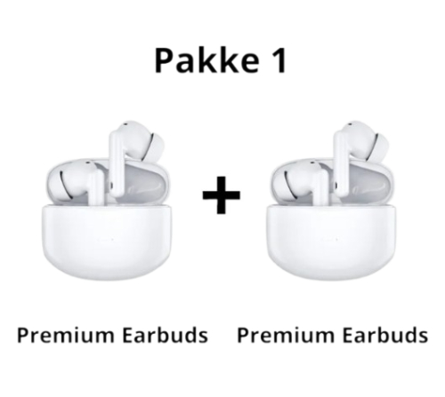 Pakketilbud med 2 stk premium earbuds med Noise cancelling 
